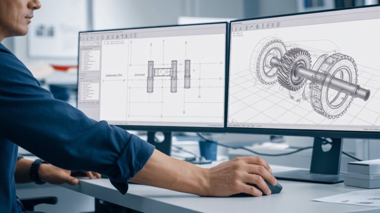 Engineer using SolidWorks to create a production-ready 3D CAD model
